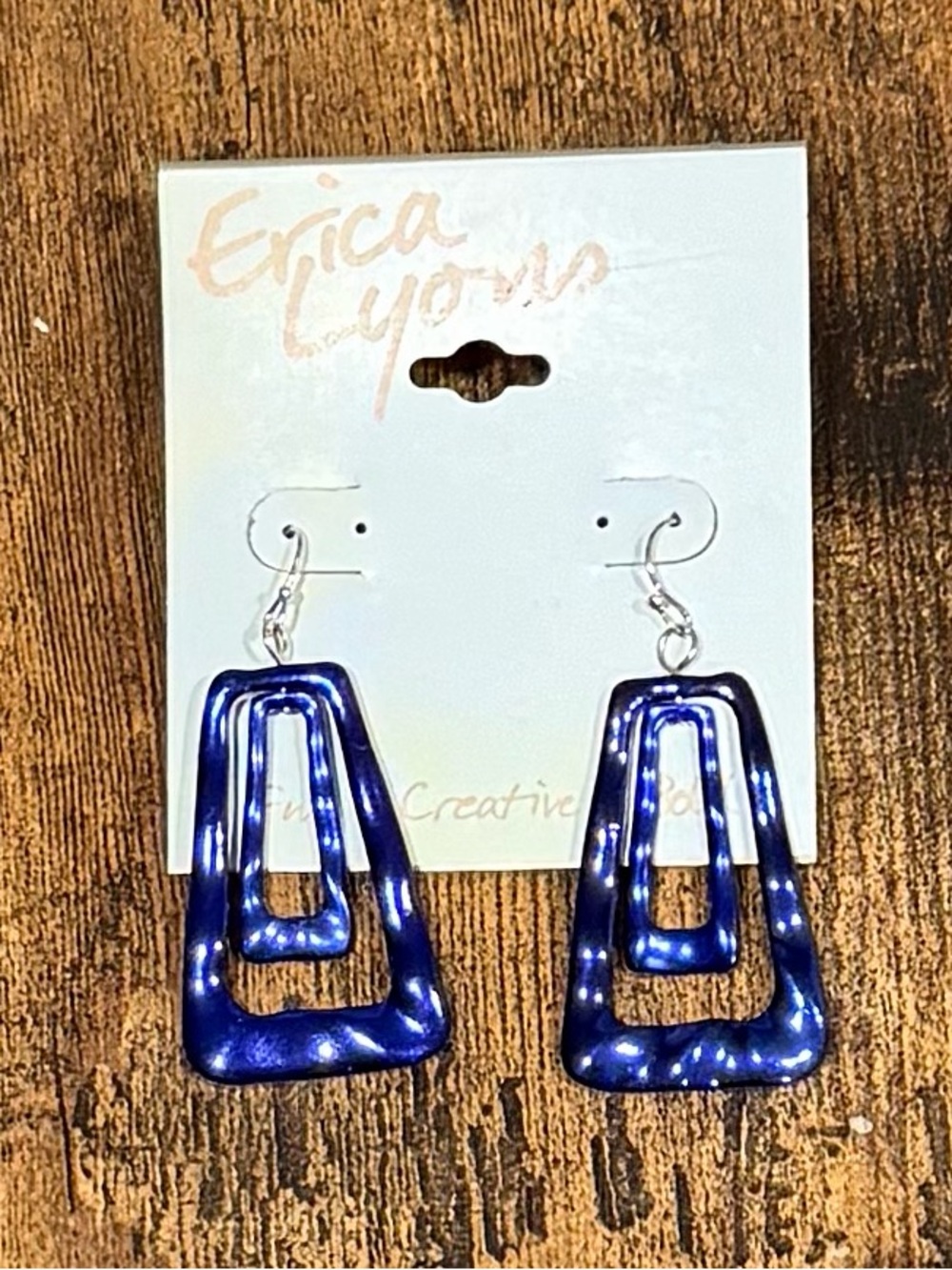 Erica Lyons Deep Blue Layered Trapezoid Dangle Earrings